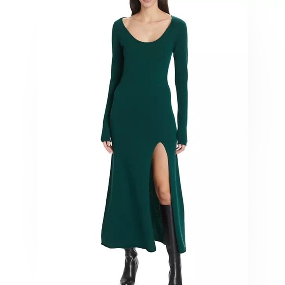 Reformation NWT Jennita Forest Green 100% cashmere Dress - Picture 4 of 9